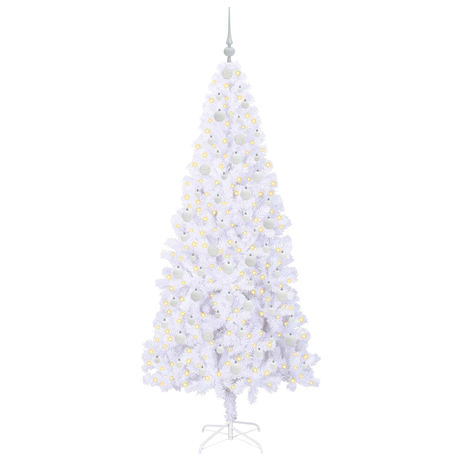 Albero di Natale Artificiale-Albero Natalizio Bianco 210 cm PVC e Acciaio 111936