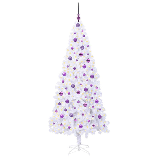 Albero di Natale Artificiale-Albero Natalizio Bianco 210 cm PVC e Acciaio 303443