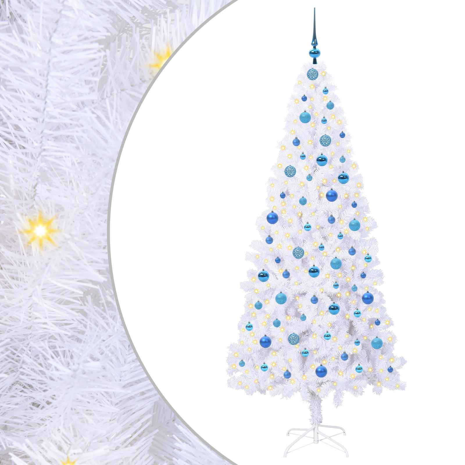 Albero di Natale Artificiale-Albero Natalizio Bianco 210 cm PVC e Acciaio 727165