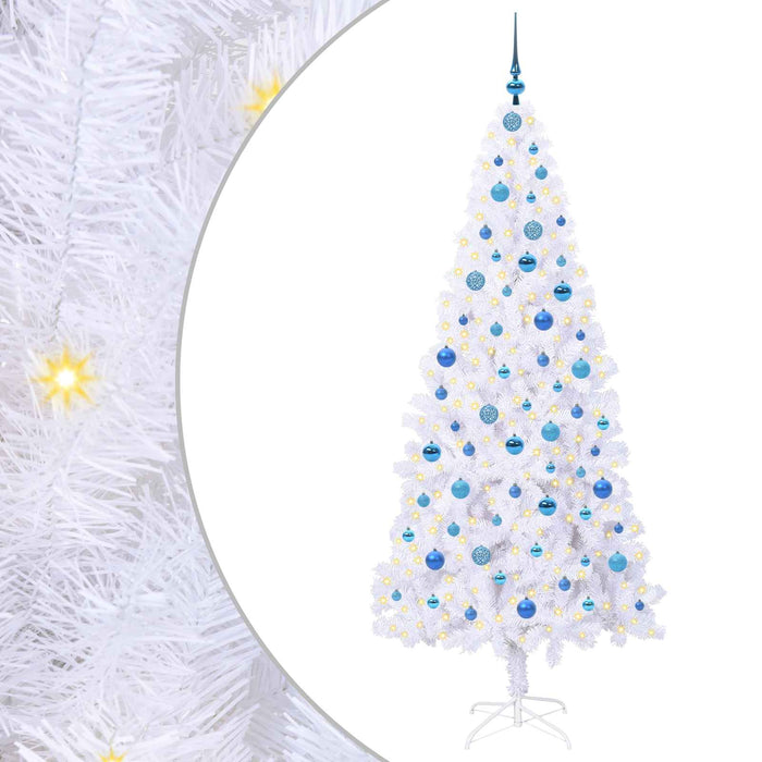 Albero di Natale Artificiale-Albero Natalizio Bianco 210 cm PVC e Acciaio 727165