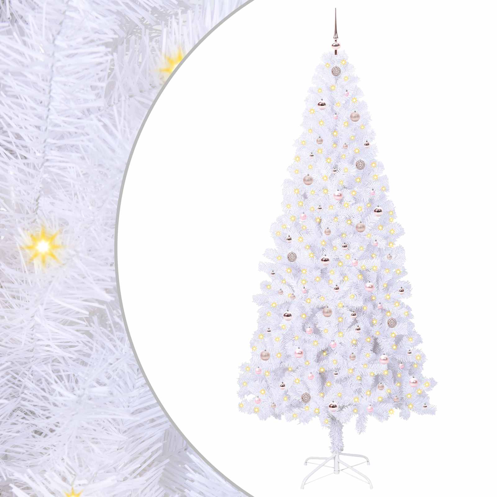 Albero di Natale Artificiale-Albero Natalizio Bianco 240 cm PVC e Acciaio 650587