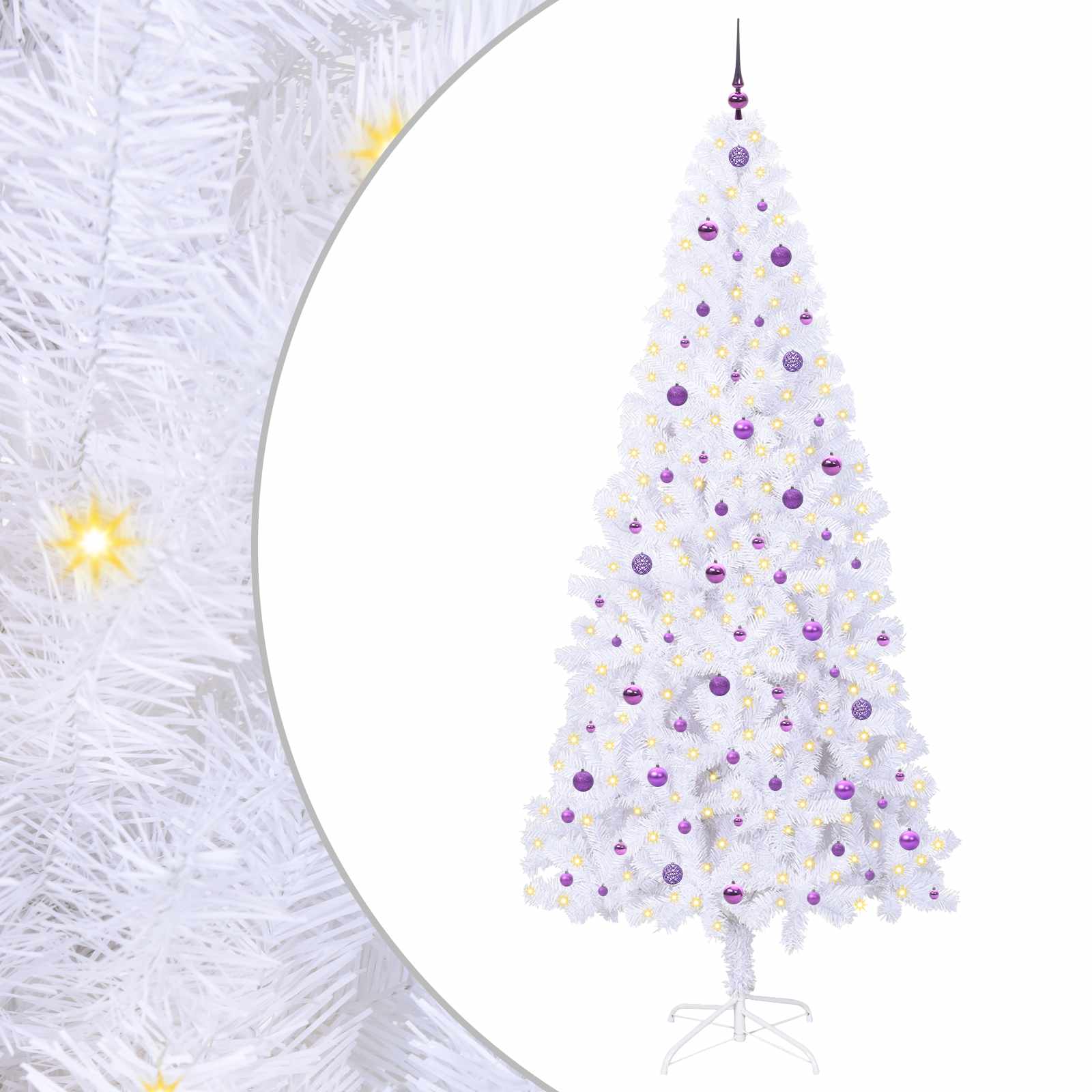 Albero di Natale Artificiale-Albero Natalizio Bianco 240 cm PVC e Acciaio 471565
