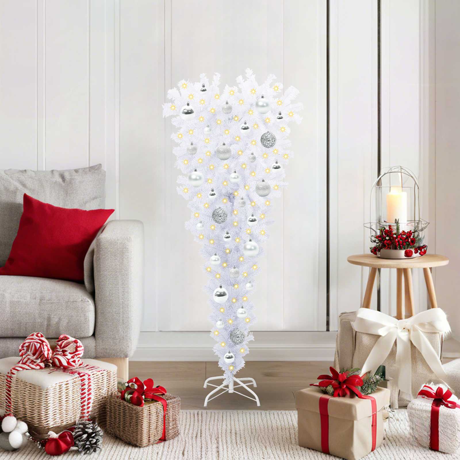 Albero di Natale artificiale Bianco 120 cm PVC e Acciaio 3426693