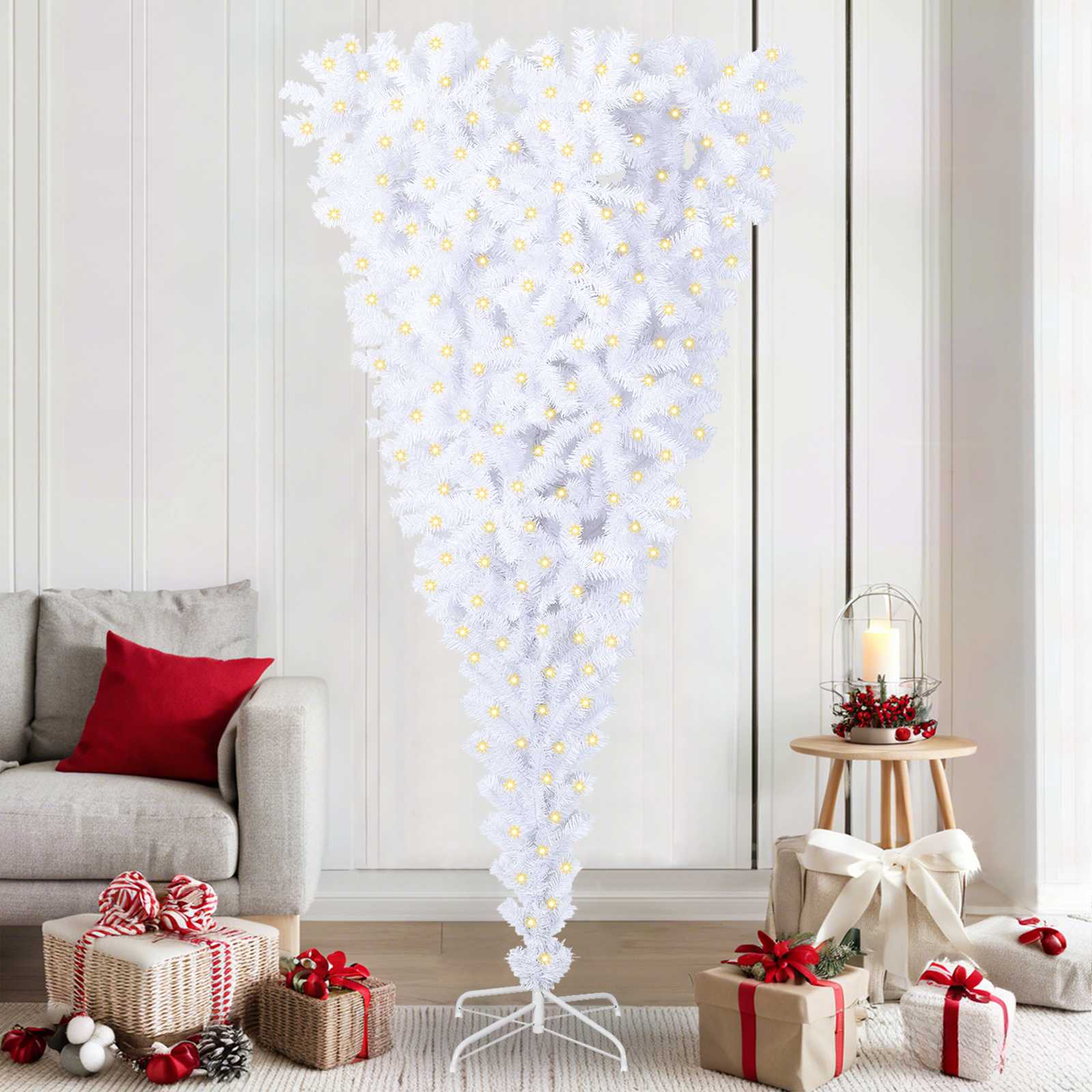 Albero di Natale artificiale Bianco 210 cm PVC e Acciaio 3426723