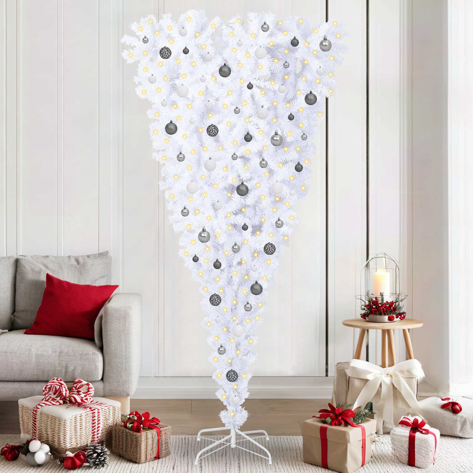 Albero di Natale artificiale Bianco 210 cm PVC e Acciaio 3426726
