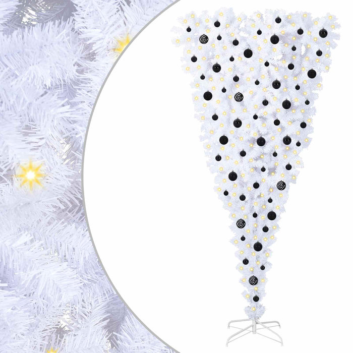 Albero di Natale Artificiale-Albero Natalizio Bianco 210 cm PVC e Acciaio 201100