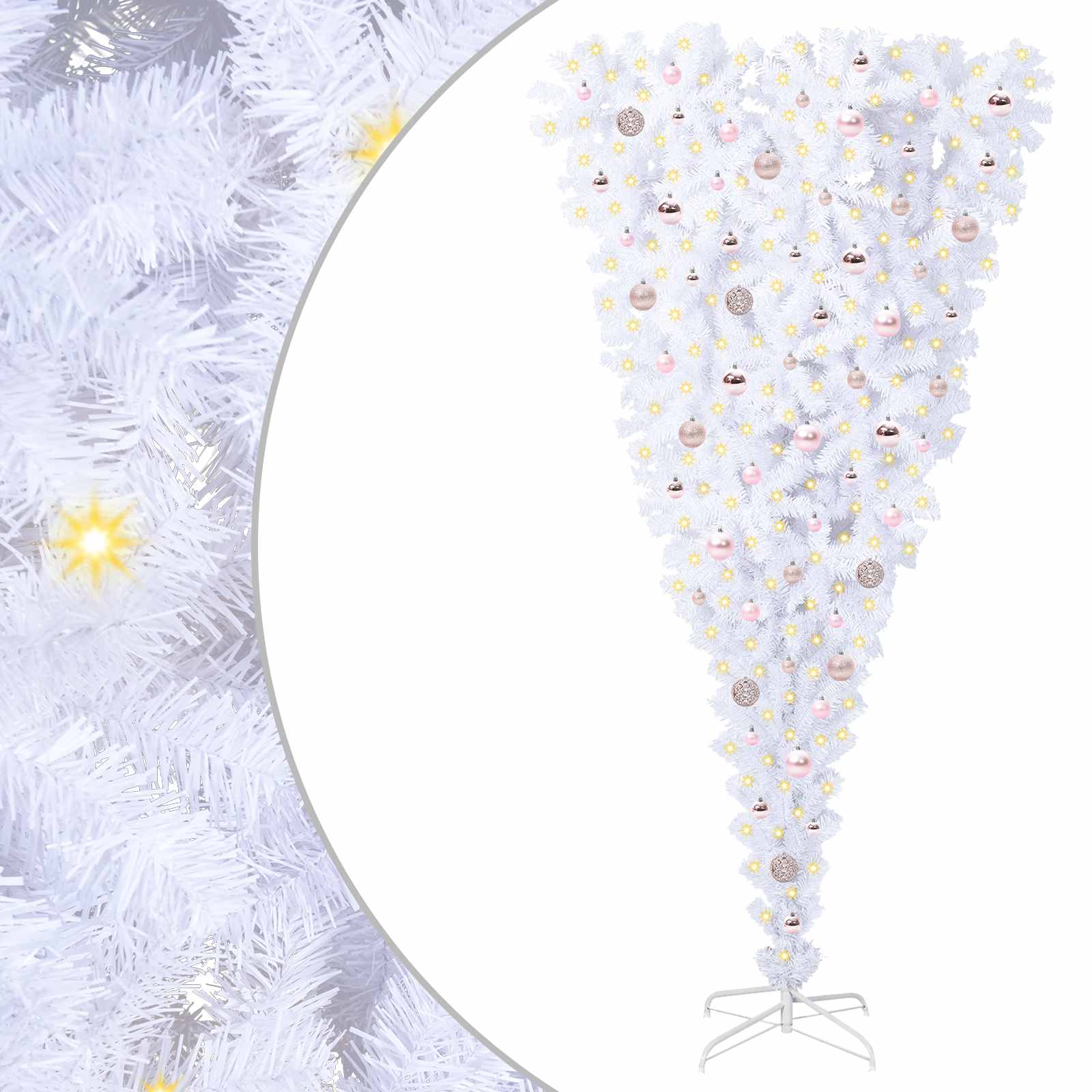 Albero di Natale Artificiale-Albero Natalizio Bianco 210 cm PVC e Acciaio 344784