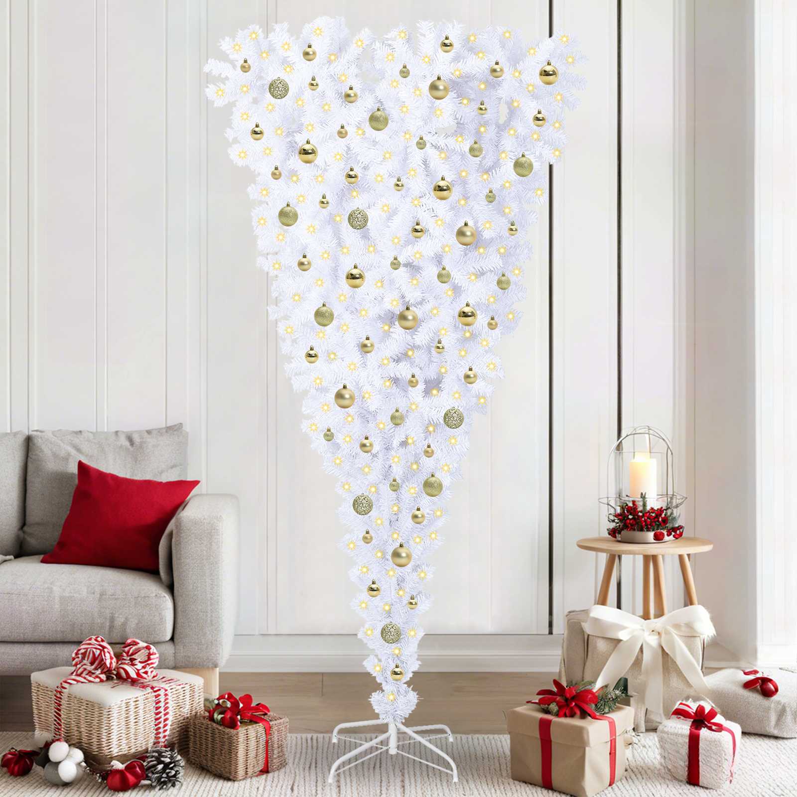 Albero di Natale artificiale Bianco 210 cm PVC e Acciaio 3426731