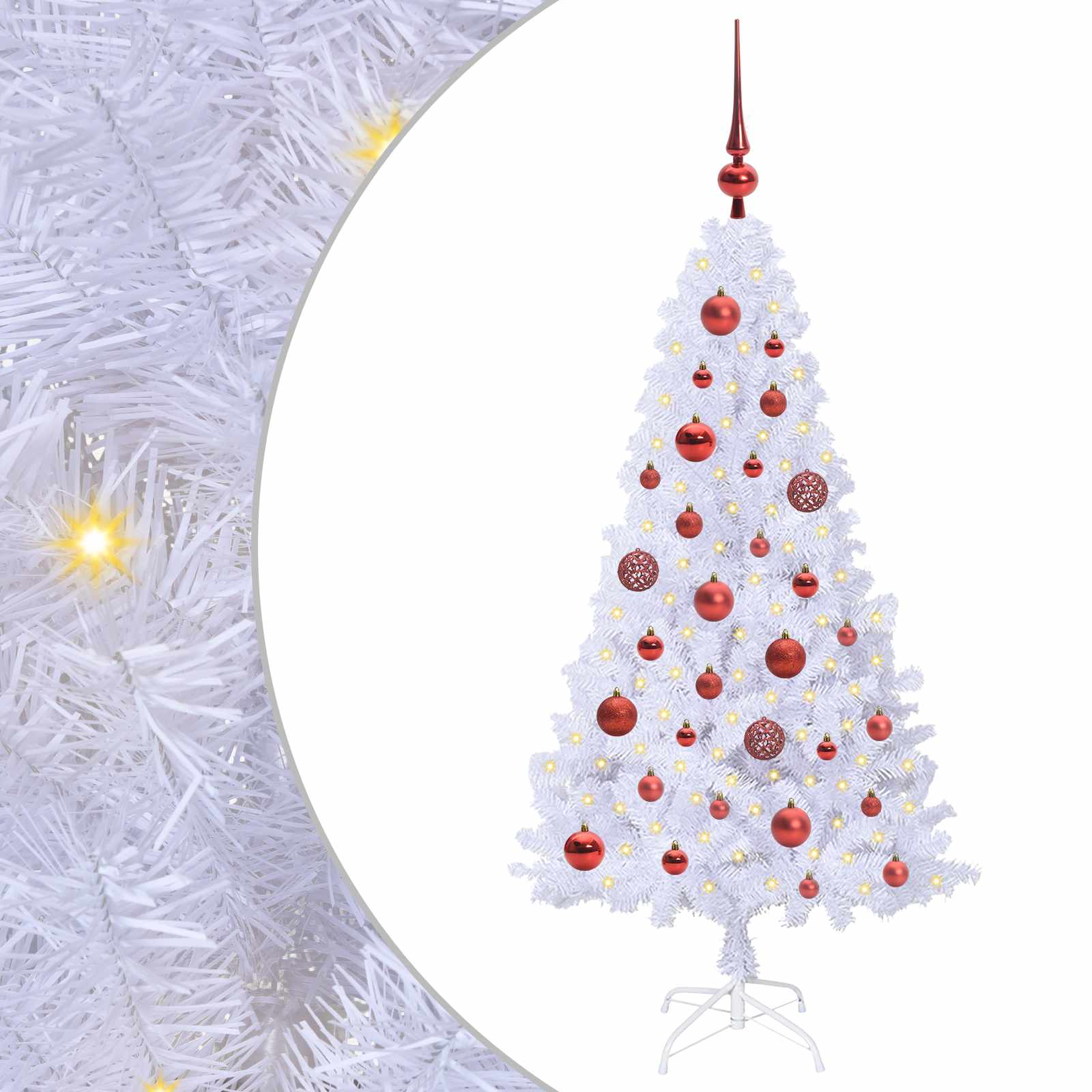 Albero di Natale Artificiale-Albero Natalizio Bianco 120 cm PVC e Acciaio 824475