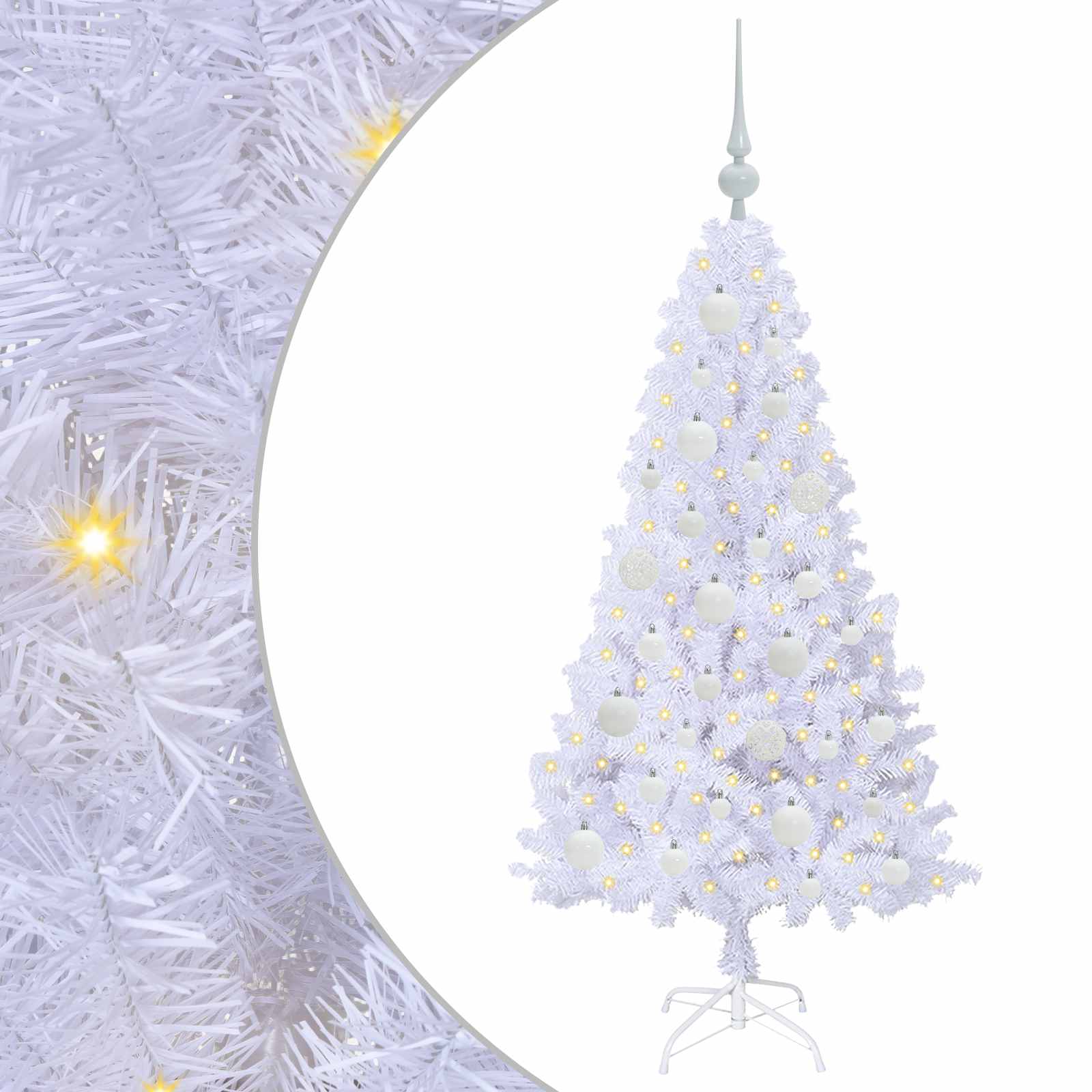 Albero di Natale Artificiale-Albero Natalizio Bianco 120 cm PVC e Acciaio 407119