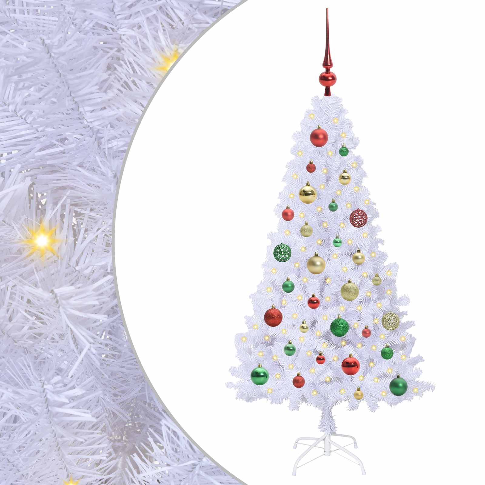 Albero di Natale Artificiale-Albero Natalizio Bianco 120 cm PVC e Acciaio 683359