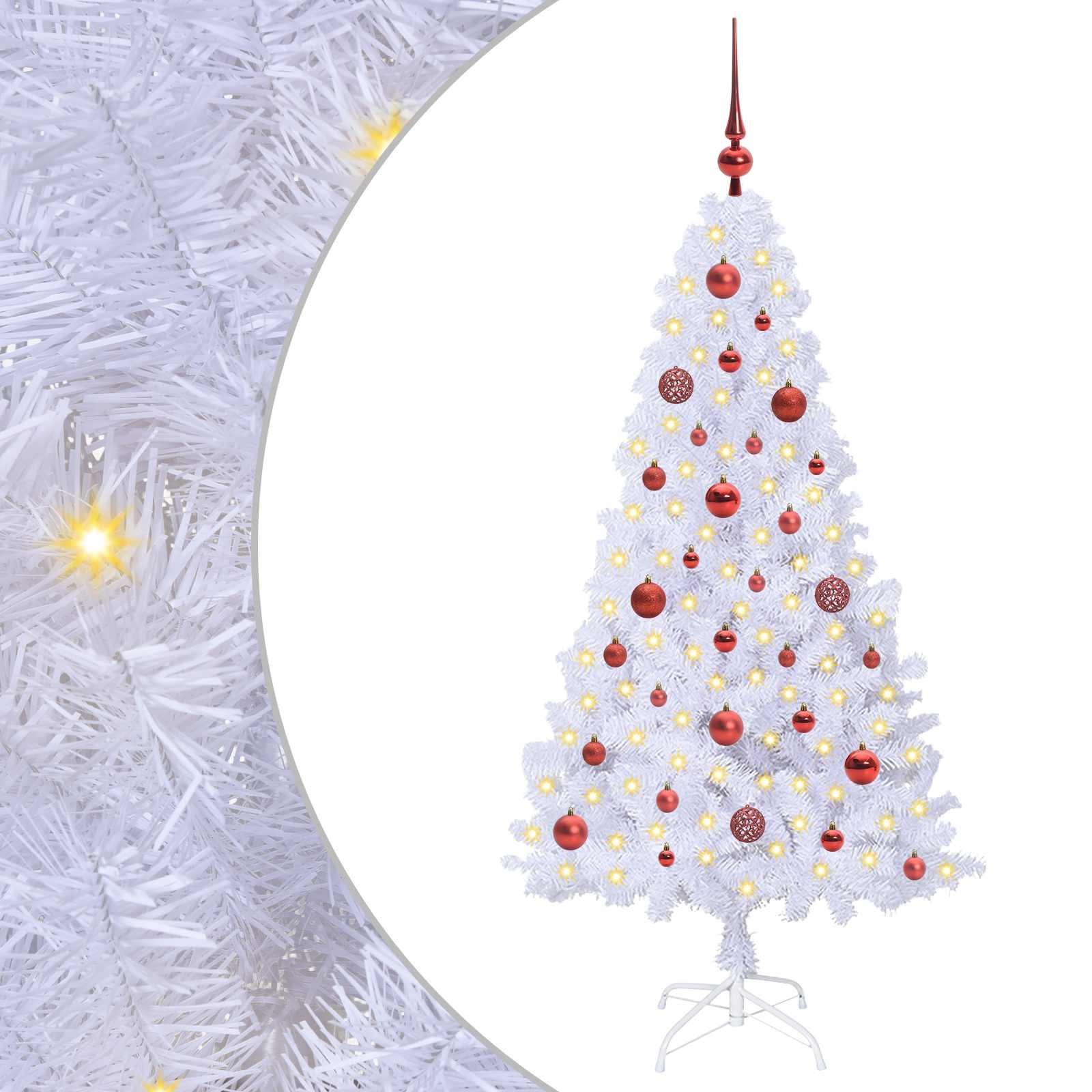 Albero di Natale Artificiale-Albero Natalizio Bianco 150 cm PVC e Acciaio 402429