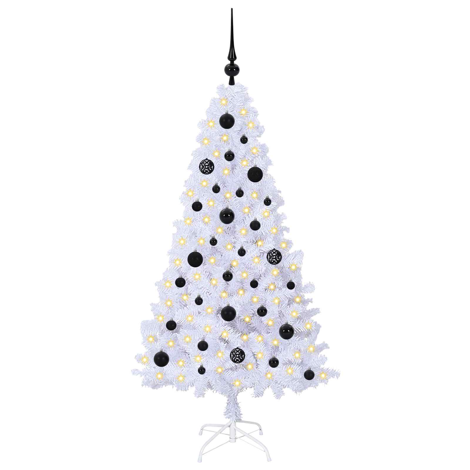 Albero di Natale Artificiale-Albero Natalizio Bianco 150 cm PVC e Acciaio 632019