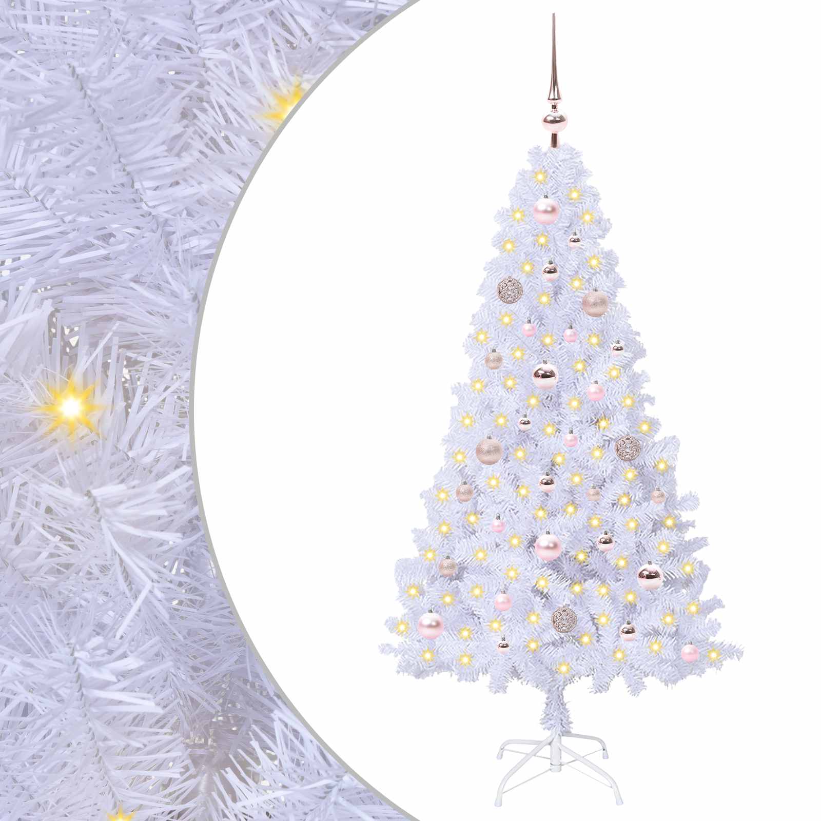 Albero di Natale Artificiale-Albero Natalizio Bianco 150 cm PVC e Acciaio 410449