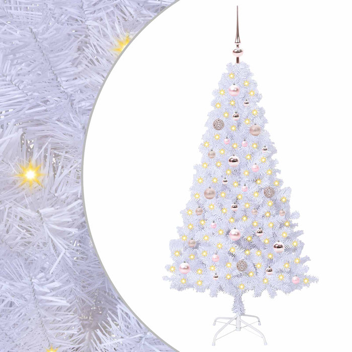 Albero di Natale Artificiale-Albero Natalizio Bianco 150 cm PVC e Acciaio 410449