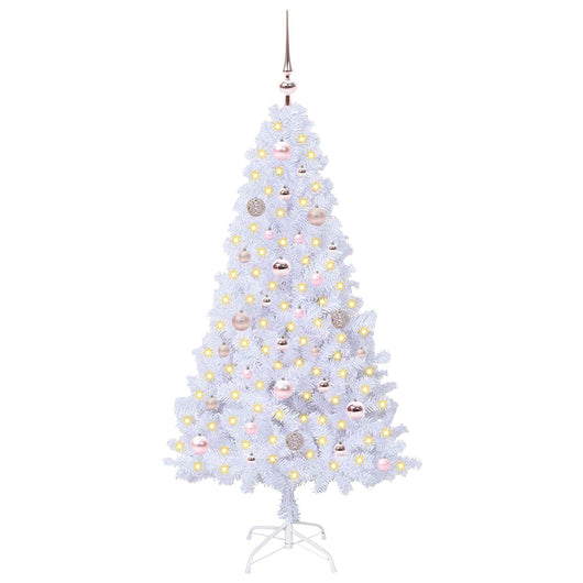 Albero di Natale Artificiale-Albero Natalizio Bianco 150 cm PVC e Acciaio 410449