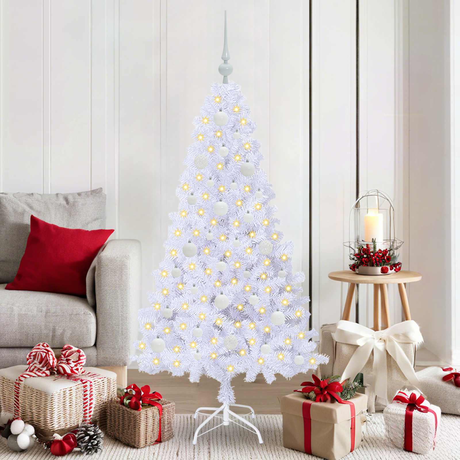 Albero di Natale artificiale Bianco 150 cm PVC e Acciaio 3426761