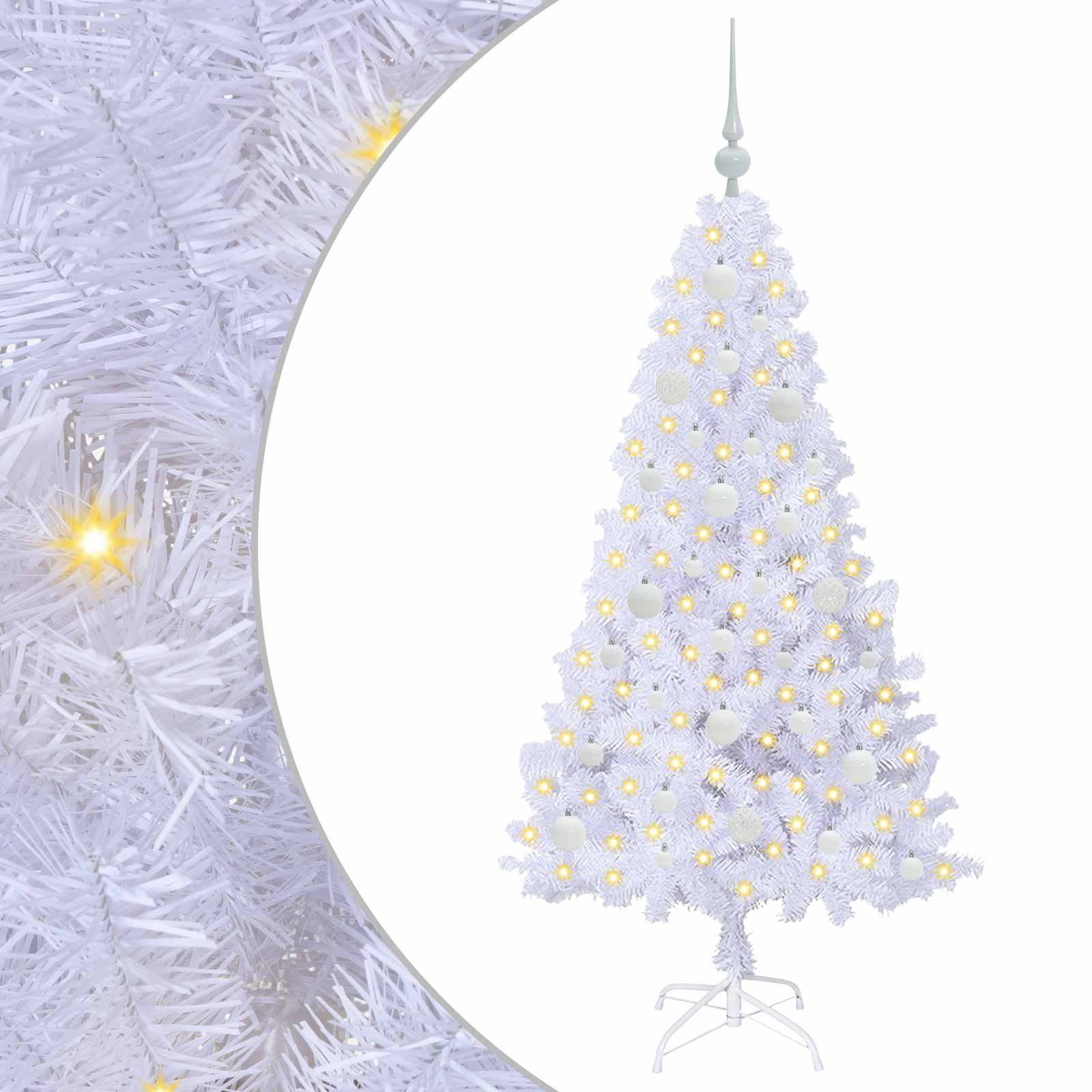 Albero di Natale Artificiale-Albero Natalizio Bianco 150 cm PVC e Acciaio 520217