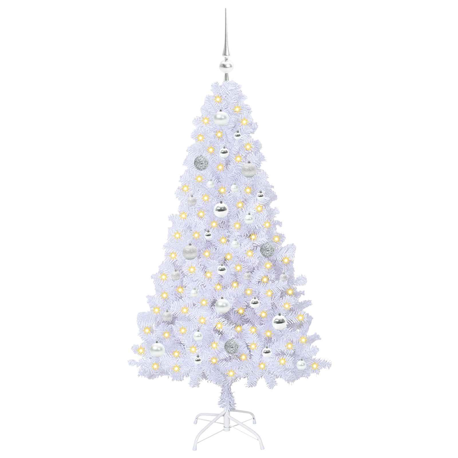 Albero di Natale Artificiale-Albero Natalizio Bianco 150 cm PVC e Acciaio 890762