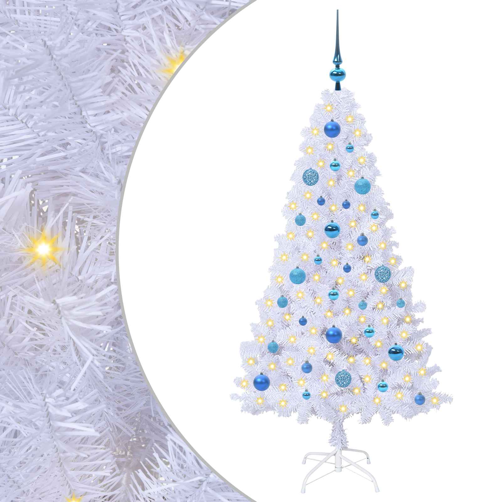 Albero di Natale Artificiale-Albero Natalizio Bianco 150 cm PVC e Acciaio 412413