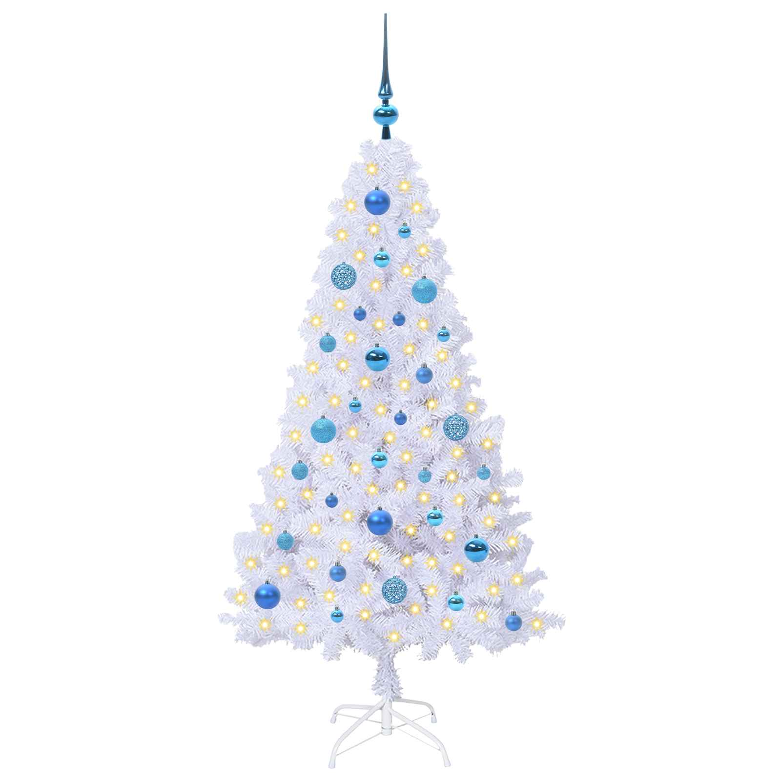 Albero di Natale Artificiale-Albero Natalizio Bianco 150 cm PVC e Acciaio 412413