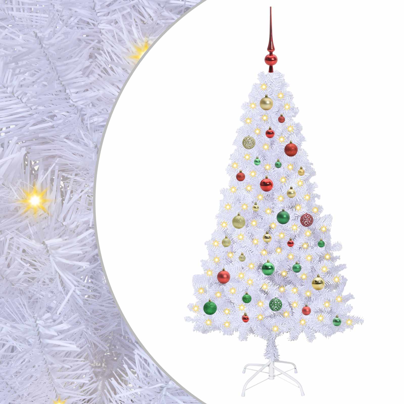 Albero di Natale Artificiale-Albero Natalizio Bianco 150 cm PVC e Acciaio 991142