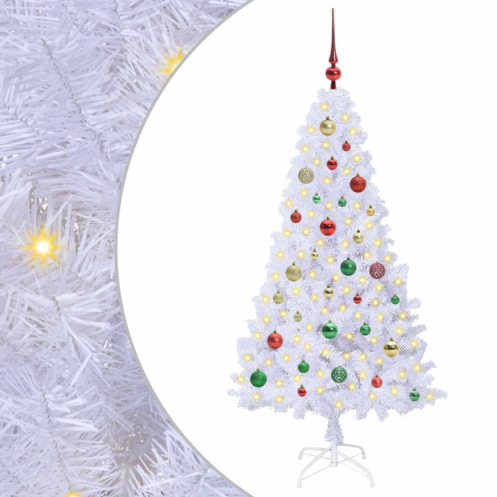 Albero di Natale Artificiale-Albero Natalizio Bianco 150 cm PVC e Acciaio 991142