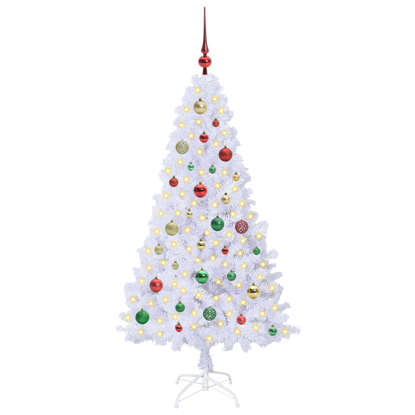 Albero di Natale Artificiale-Albero Natalizio Bianco 150 cm PVC e Acciaio 991142