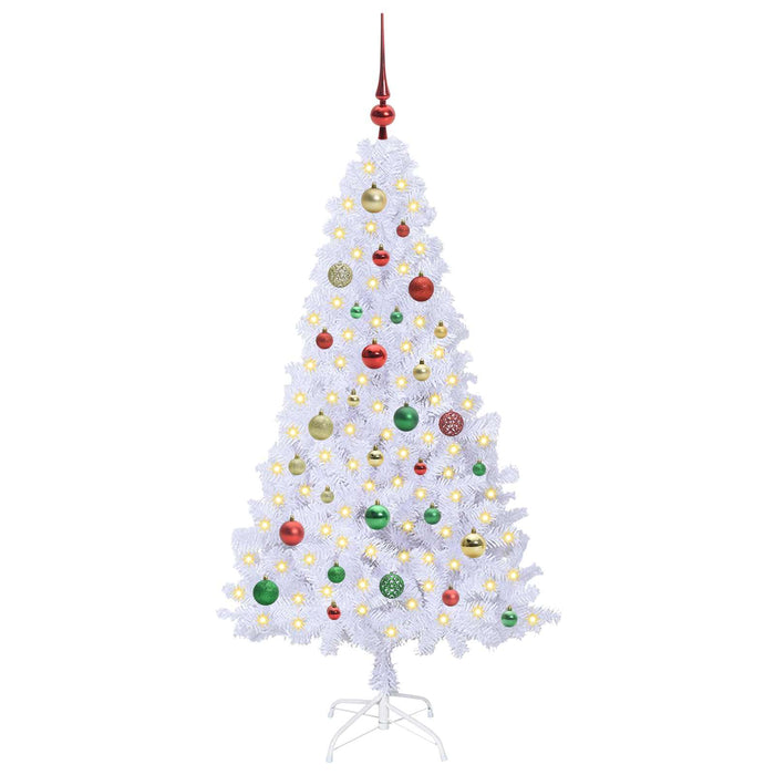 Albero di Natale Artificiale-Albero Natalizio Bianco 150 cm PVC e Acciaio 991142