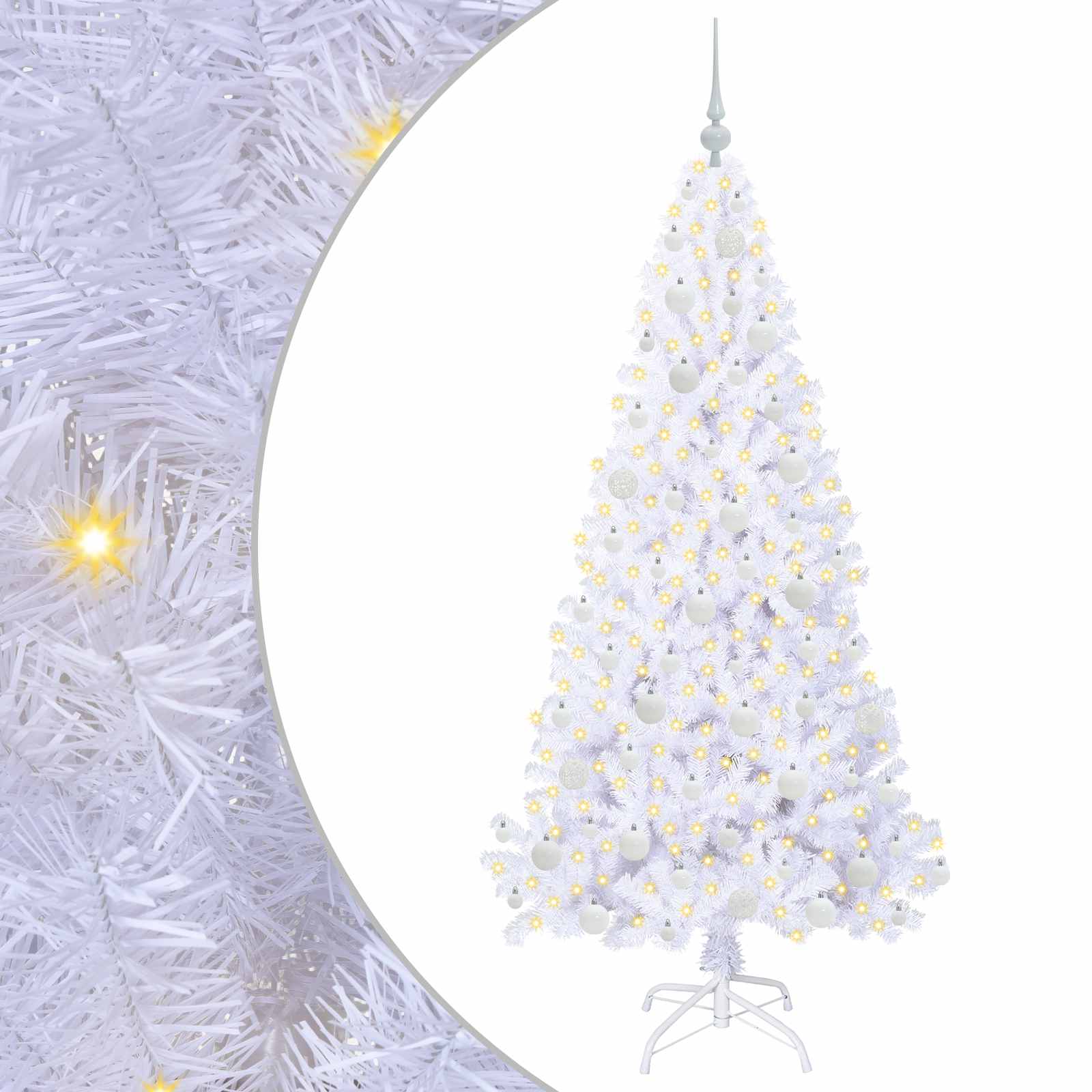 Albero di Natale Artificiale-Albero Natalizio Bianco 180 cm PVC e Acciaio 417597