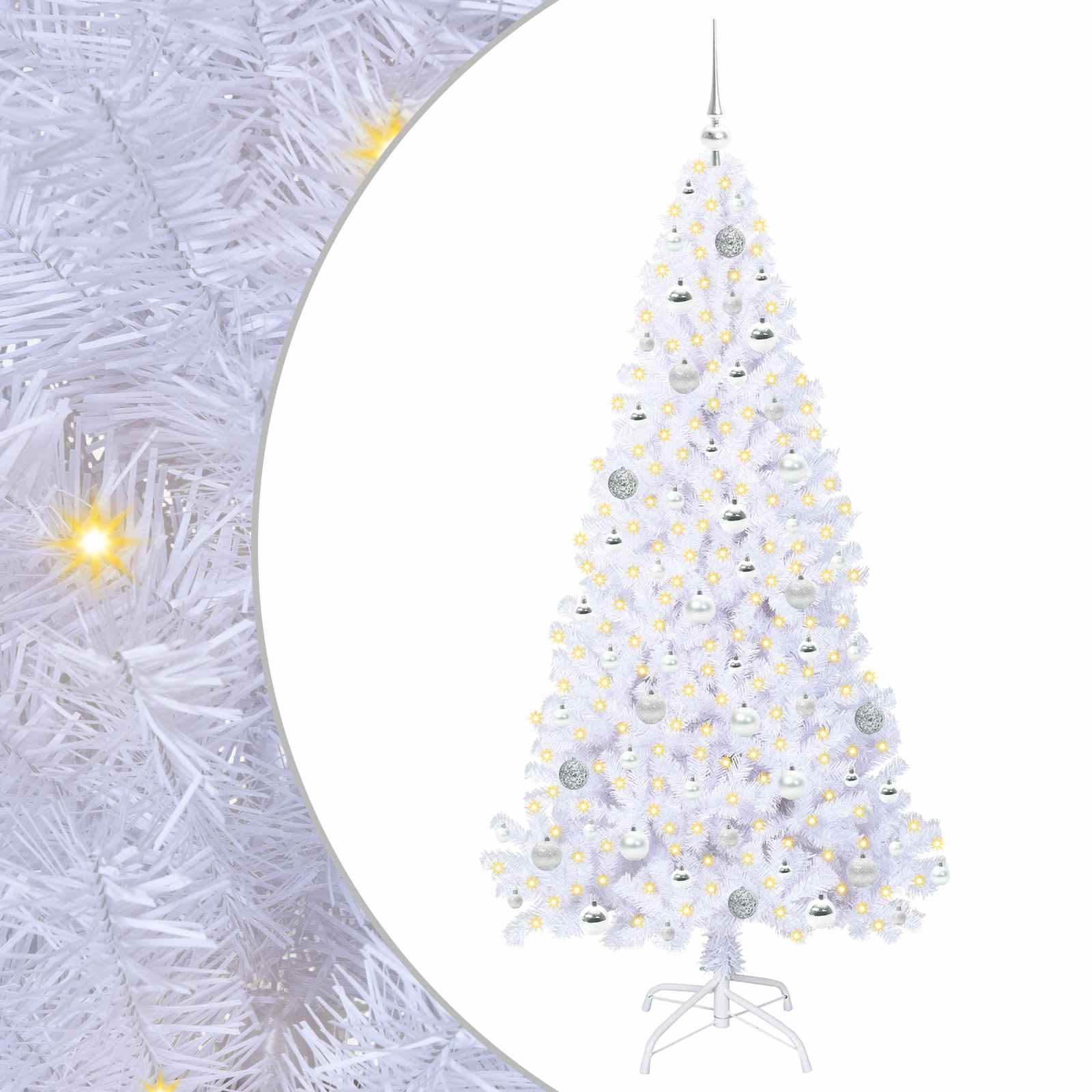 Albero di Natale artificiale Bianco 180 cm PVC e Acciaio 3426772