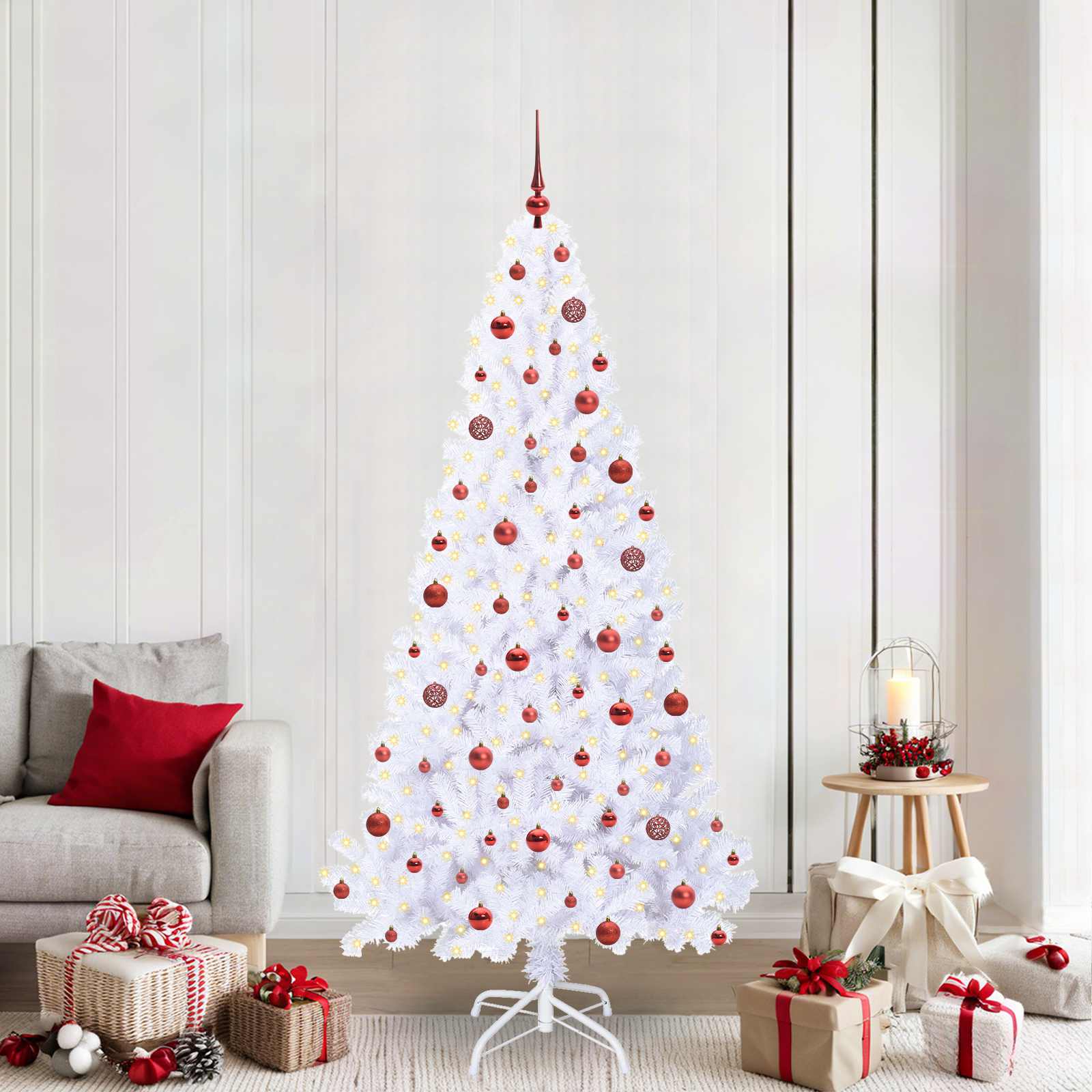 Albero di Natale artificiale Bianco 210 cm PVC e Acciaio 3426776