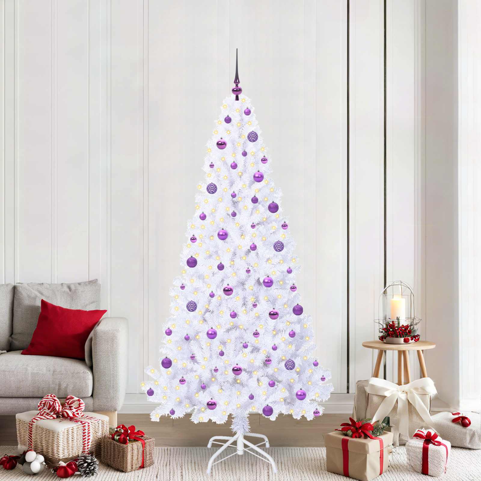 Albero di Natale artificiale Bianco 210 cm PVC e Acciaio 3426782
