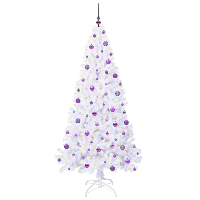 Albero di Natale Artificiale-Albero Natalizio Bianco 210 cm PVC e Acciaio 757797