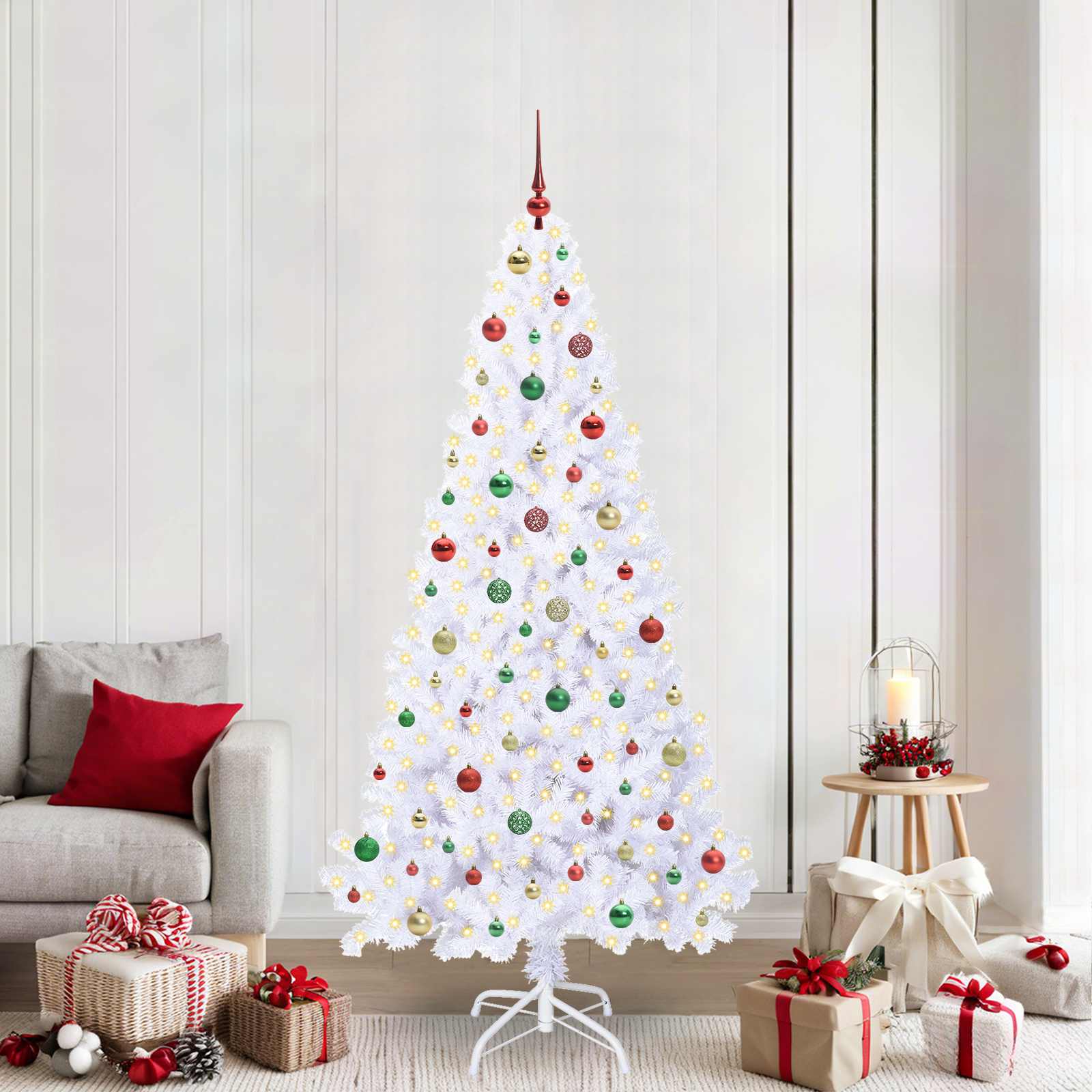Albero di Natale artificiale Bianco 210 cm PVC e Acciaio 3426784