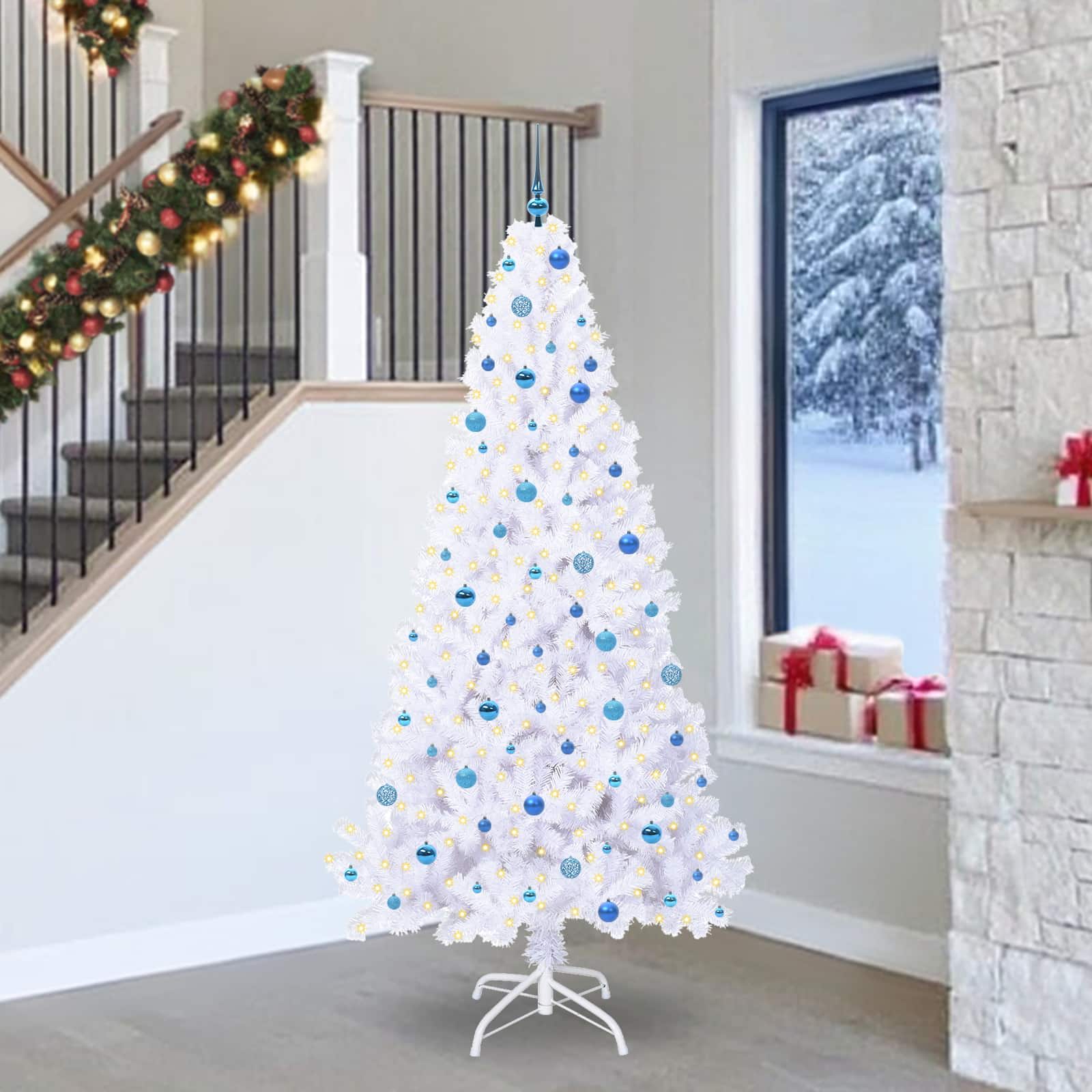 Albero di Natale artificiale Bianco 240 cm PVC e Acciaio 3426792