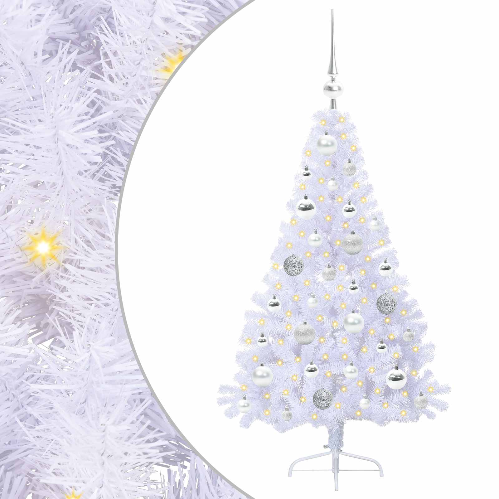 Albero di Natale artificiale Bianco 120 cm PVC e Acciaio 3426799