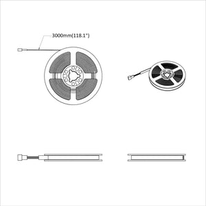 Striscia LED 4 pcs Nero e trasparente 300 cm Rame e plastica 3429088