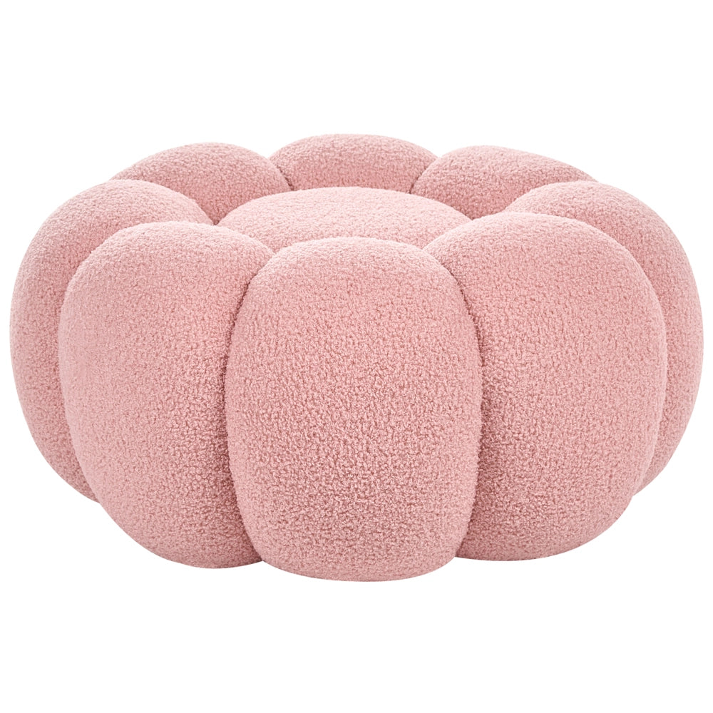 Pouf poggiapiedi moderno rotondo grande in tessuto boucle rosa Soggiorno moderno Camera da letto