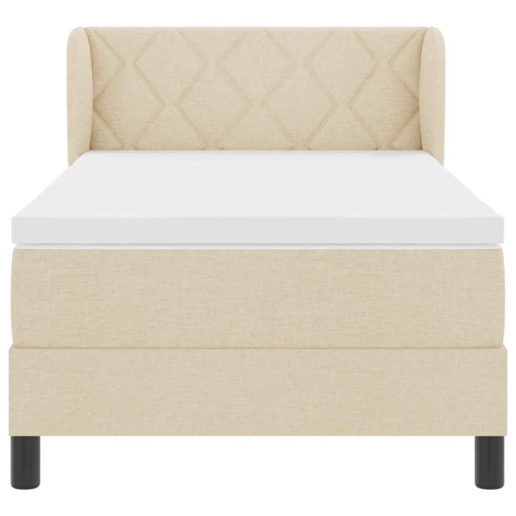 Letto Box Spring con Materasso Crema 100x200 cm Tessuto