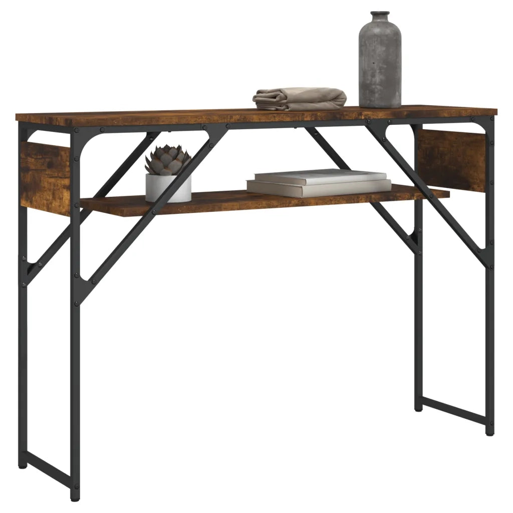Tavolo Consolle | Tavolo d'Ingresso Ripiano Rovere Fumo 105x30x75cm Multistrato