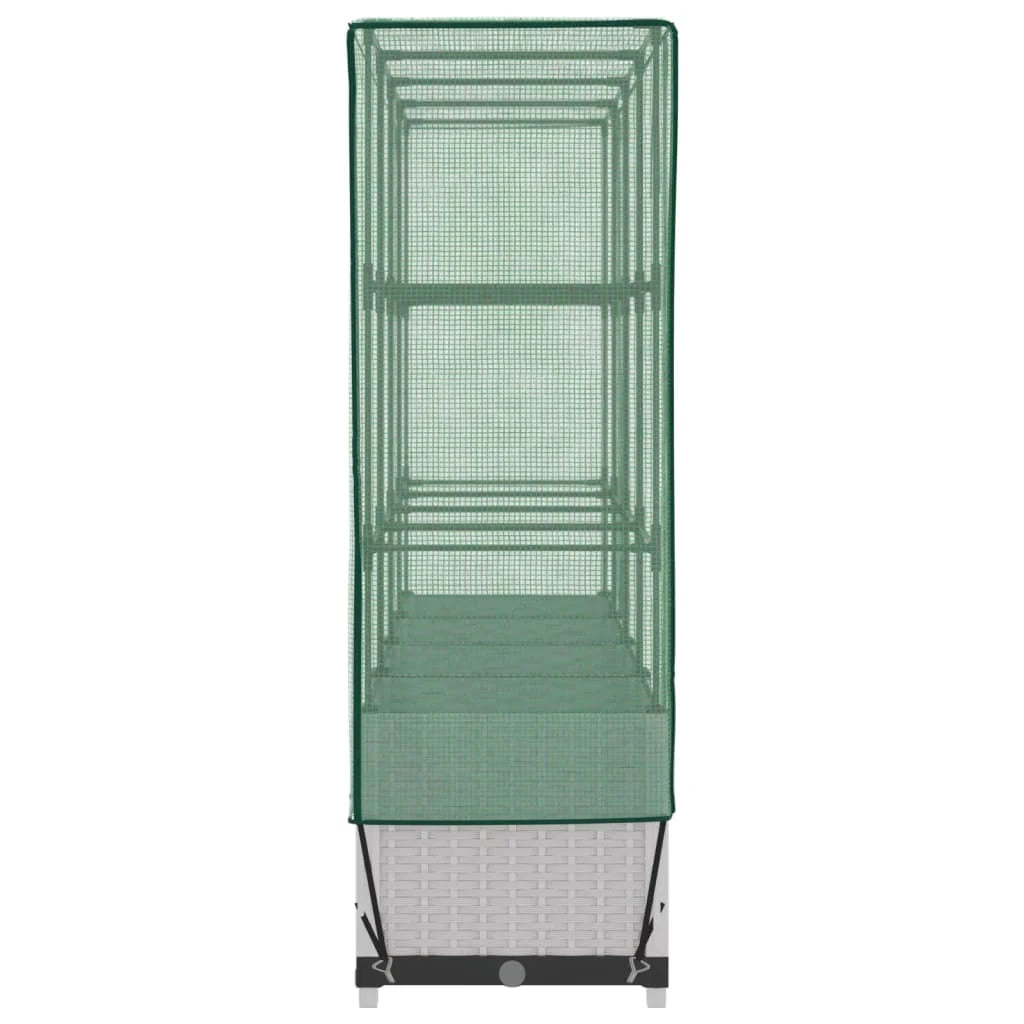 Aiuola rialzata/fioriera con copertura effetto rattan 160 x 40 x 138 cm bianco 02_0038752