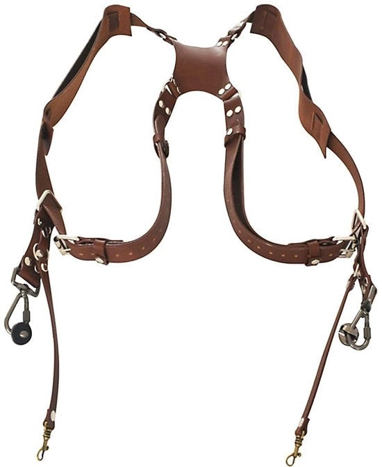 Portaocchi con doppia spalla - Regolabile - Cinturone in pelle per la fotocamera - Duraturo - Anello di sicurezza - Supporto morbido per la spalla