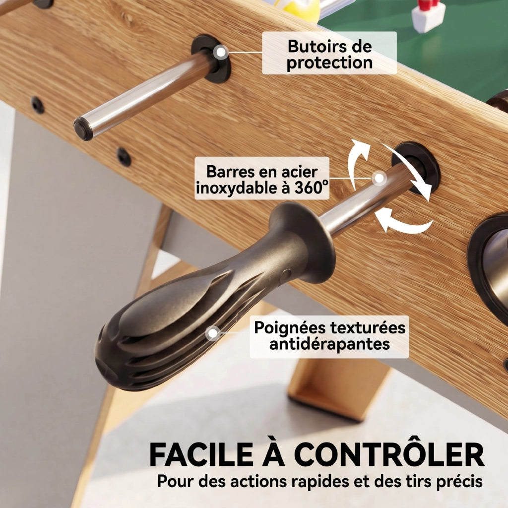 Calciobalilla per Bambini e Adulti ¨C Xylo ¨C 22 Giocatori, 2 Palline, 109x77x72 cm, Quercia Gialla