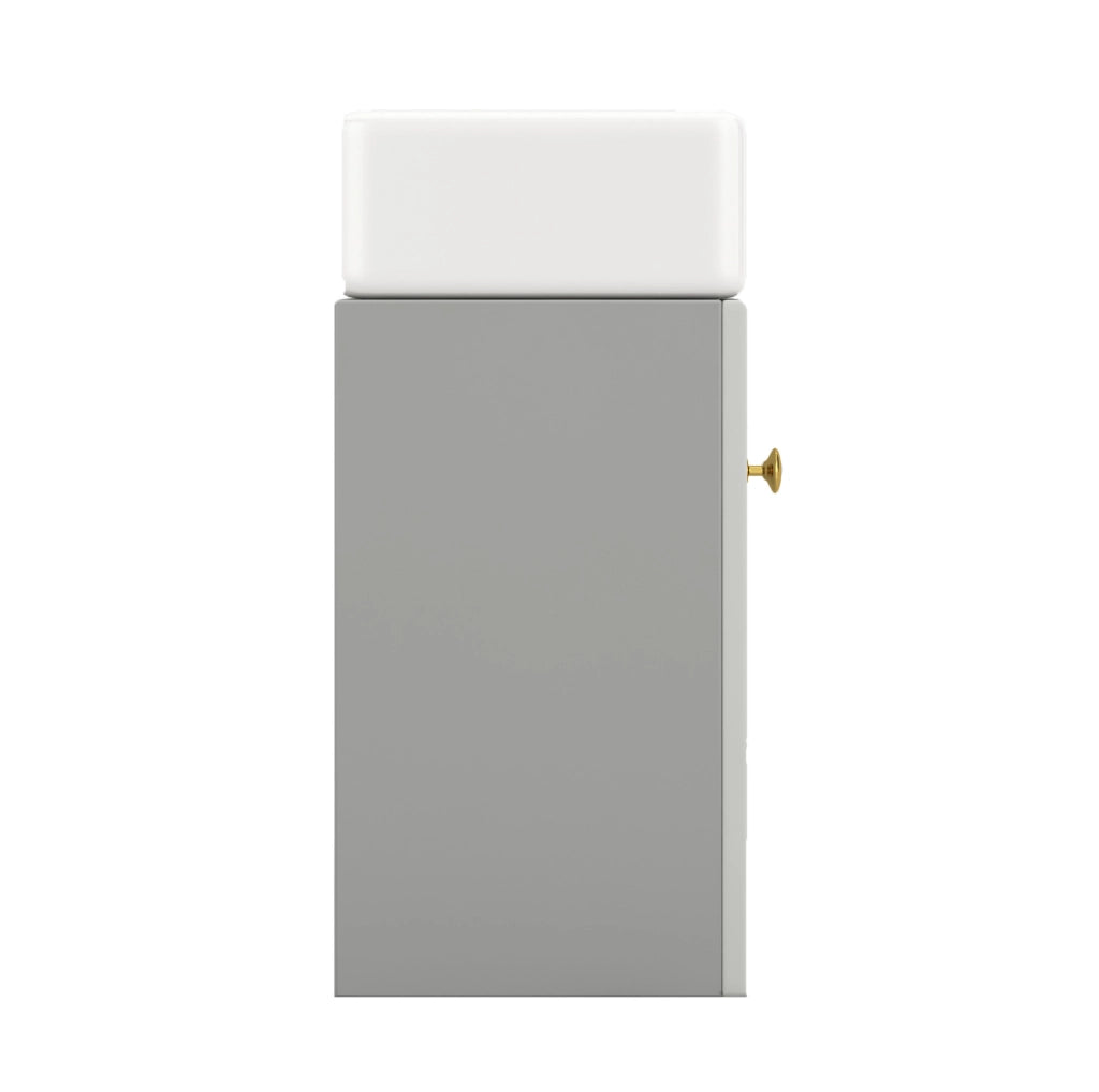 Mobile bagno sospeso con lavabo in ceramica, grigio e bianco
