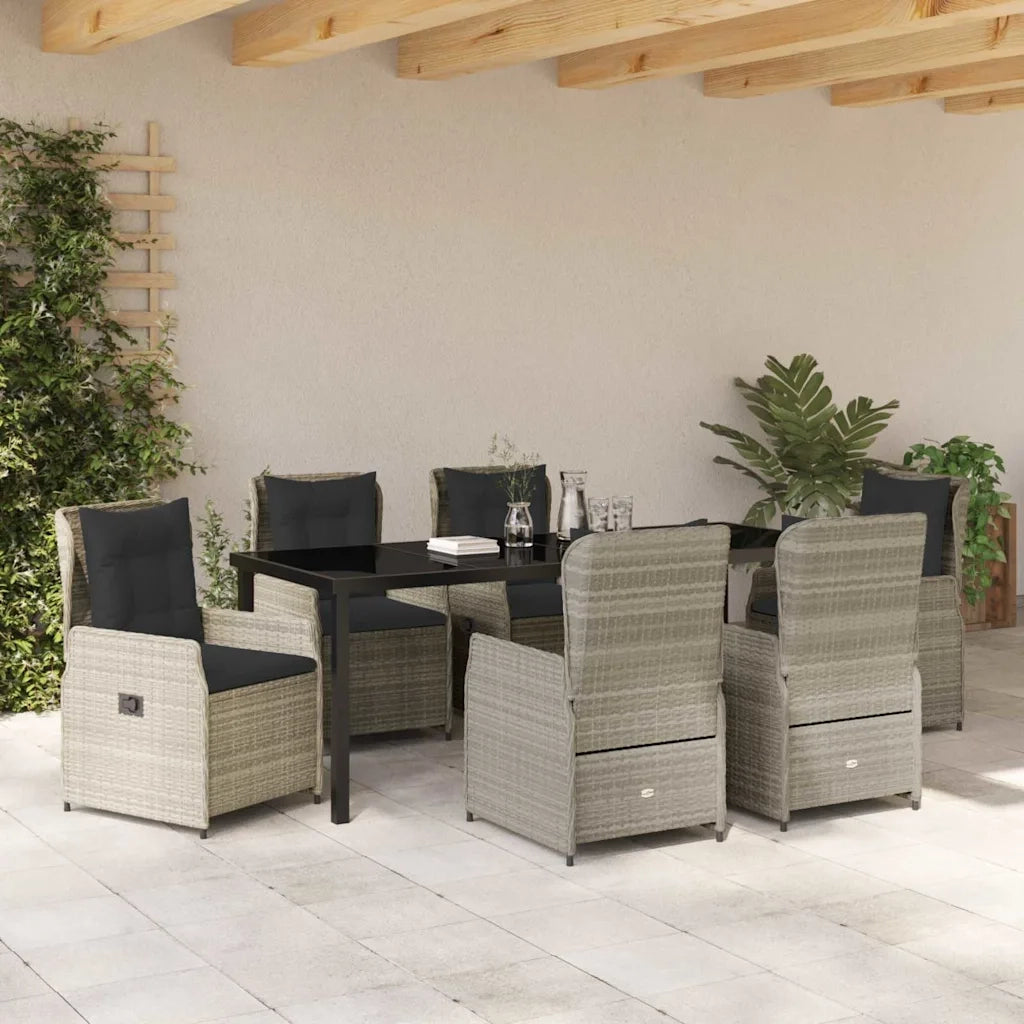 Set da Pranzo per Giardino 7 pcs Grigio chiaro polyrattan 3380979