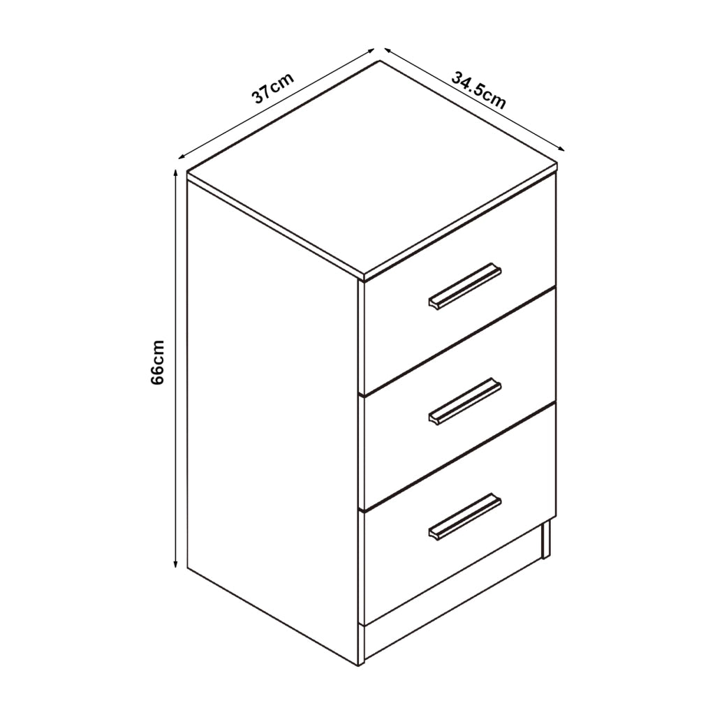 Set di 2 comodini con 3 cassetti pannello di particelle 66 x 37 x 35 cm nero b ant 03_0010607