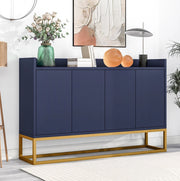 Credenza 120x30x80 cm con 4 ante e ripiani regolabili; MDF e pannello truciolare blu navy