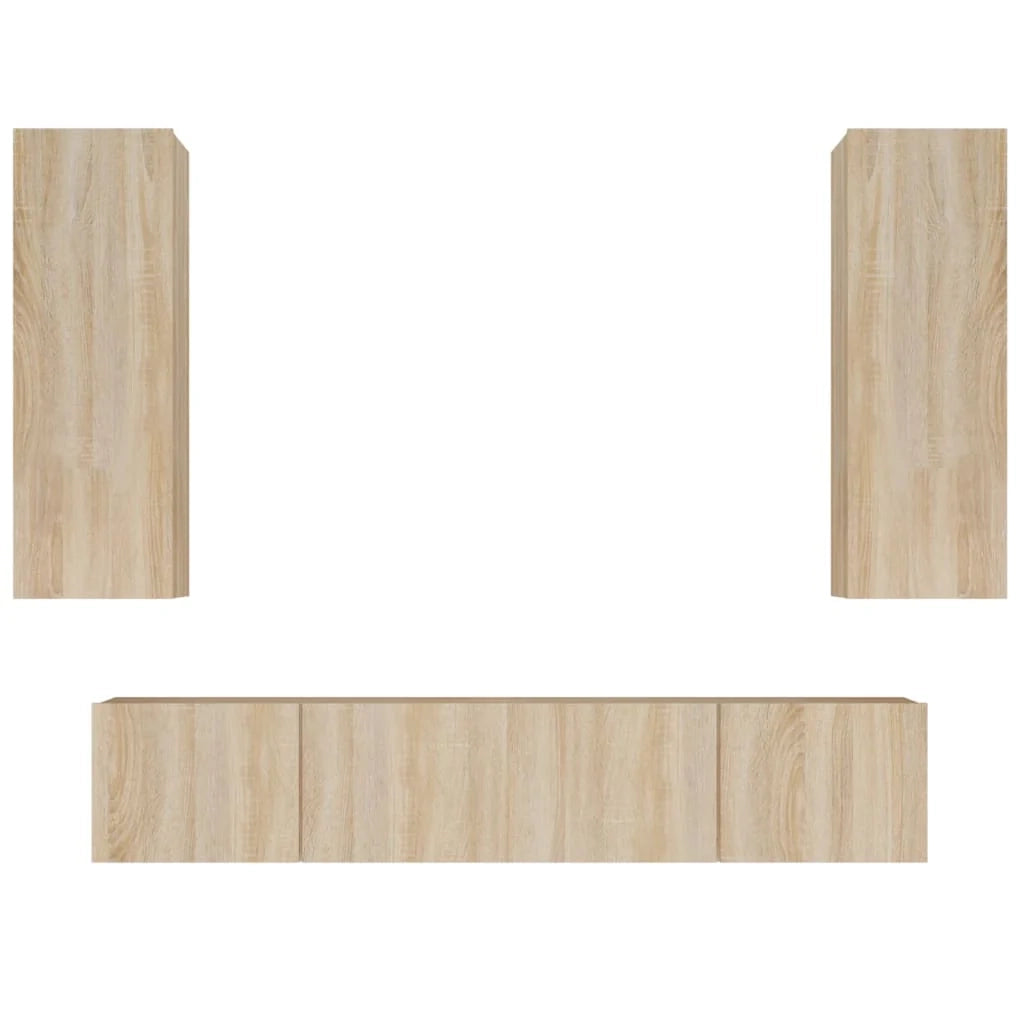 Set di mobili da 4 pezzi tra cui armadio credenza mobile porta TV set per soggiorno/camera da letto legno ingegnerizzato rovere Sonoma marrone 02_0024824
