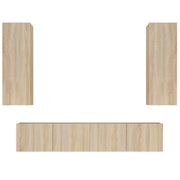 Set di mobili da 4 pezzi tra cui armadio credenza mobile porta TV set per soggiorno/camera da letto legno ingegnerizzato rovere Sonoma marrone 02_0024824